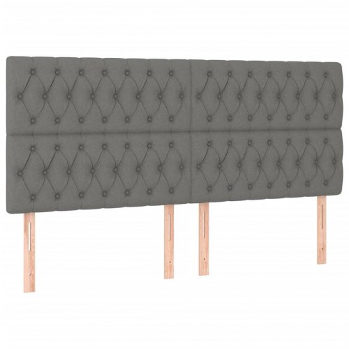 Sengeramme med sengegavl 180x200 cm - stof, mørkegrå