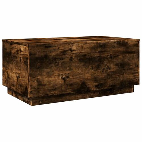 Sofabord med LED-lys 90x50x40 cm røget egetræsfarve
