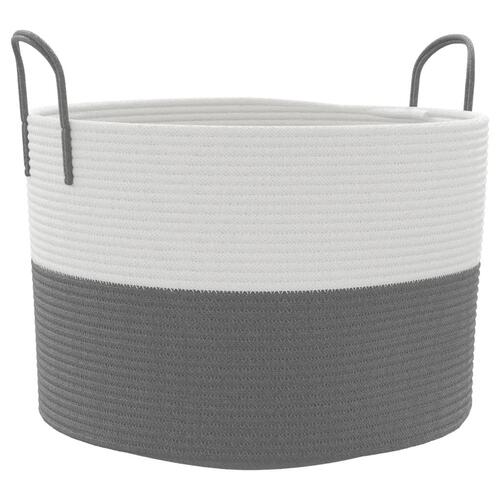 Opbevaringskurv Ø51x33 cm bomuld grå og hvid