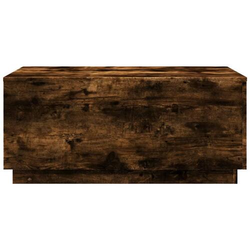 Sofabord med LED-lys 90x50x40 cm røget egetræsfarve