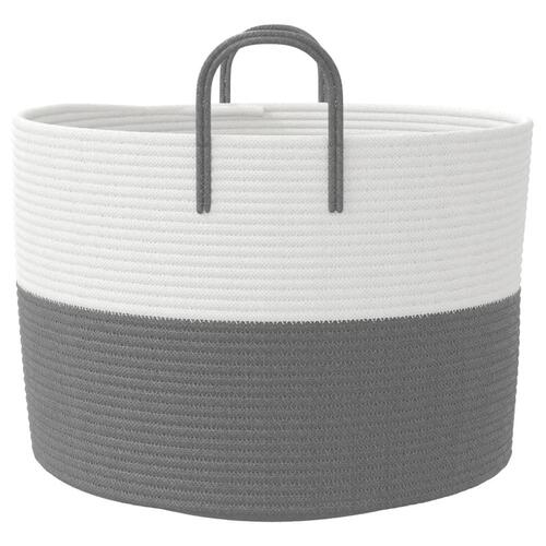Opbevaringskurv Ø51x33 cm bomuld grå og hvid