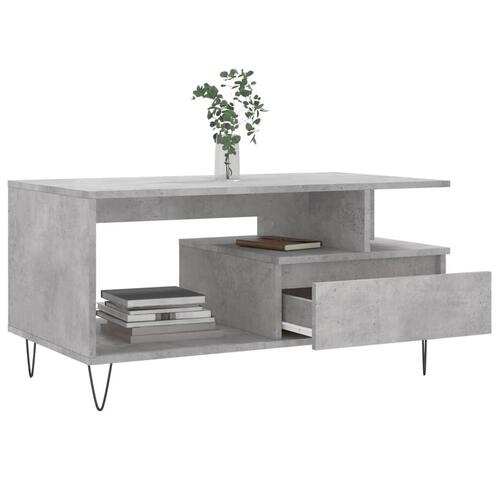 Sofabord 90x49x45 cm konstrueret træ betongrå