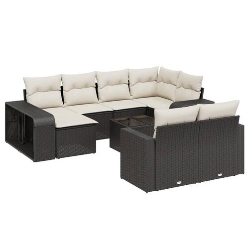 Sofasæt til haven 11 dele med hynder polyrattan sort
