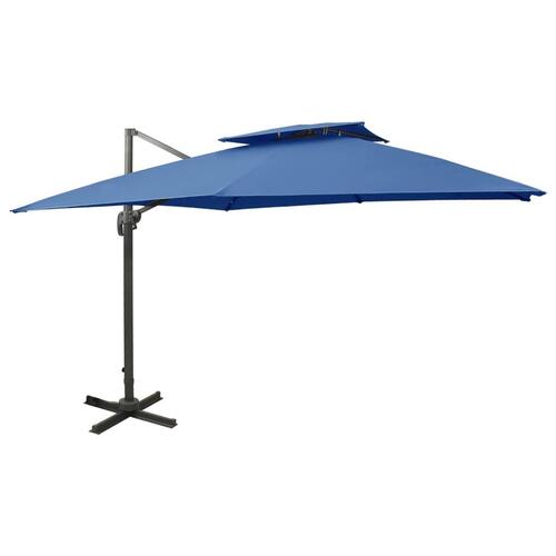 Hængeparasol med dobbelt top 300x300 cm azurblå