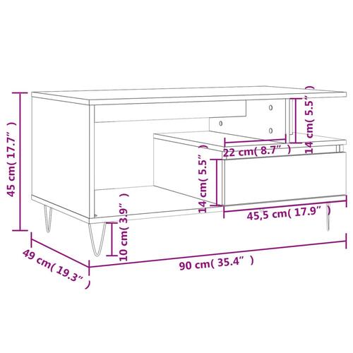 Sofabord 90x49x45 cm konstrueret træ betongrå