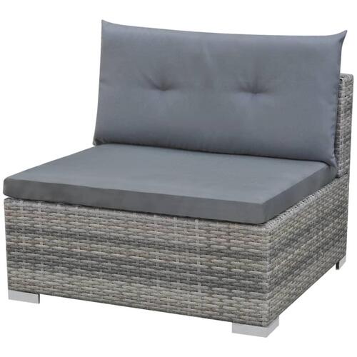 Haveloungesæt 10 dele med hynder polyrattan grå