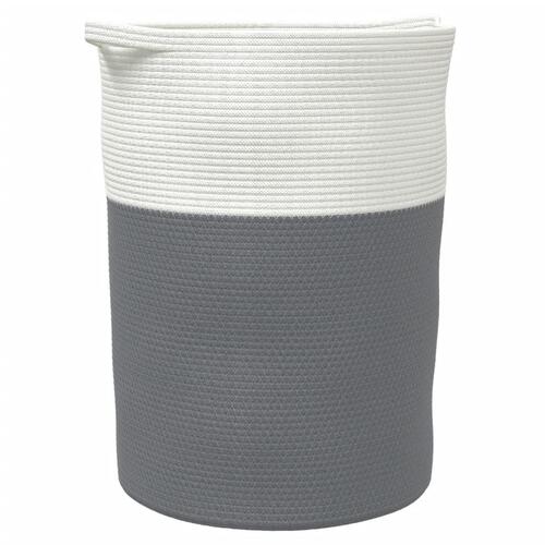 Opbevaringskurv Ø49x65 cm bomuld grå og hvid