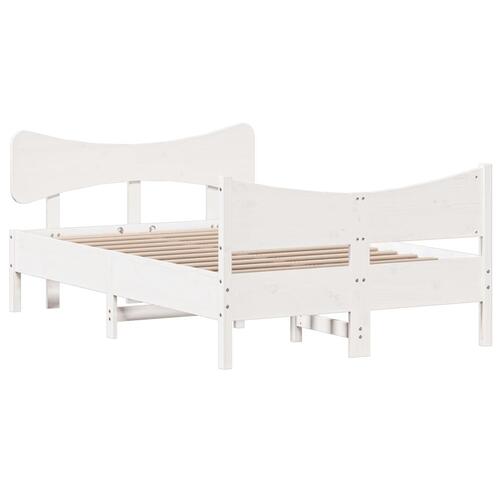 Sengeramme uden madras 120x190 cm massivt fyrretræ hvid