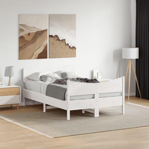 Sengeramme uden madras 120x190 cm massivt fyrretræ hvid