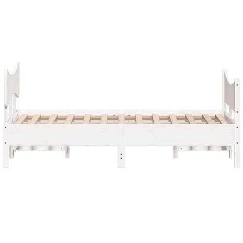 Sengeramme uden madras 120x190 cm massivt fyrretræ hvid