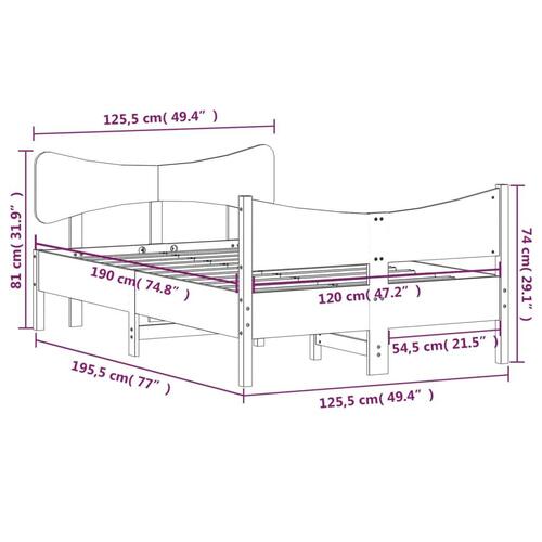 Sengeramme uden madras 120x190 cm massivt fyrretræ hvid
