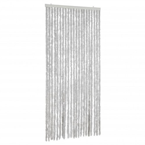 Flueforhæng 90×220 cm i chenille - grå insektgardin