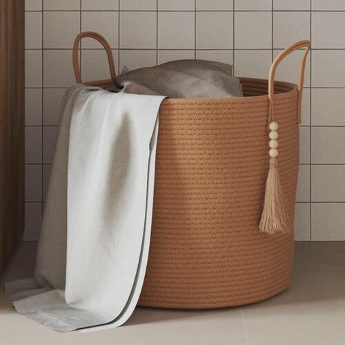 Opbevaringskurv Ø40x35 cm bomuld brun