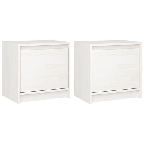 Sengeskabe 2 stk. 40x30,5x40 cm massivt fyrretræ hvid