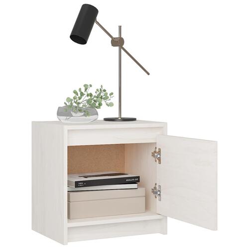 Sengeskabe 2 stk. 40x30,5x40 cm massivt fyrretræ hvid