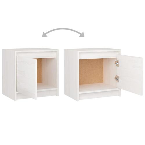 Sengeskabe 2 stk. 40x30,5x40 cm massivt fyrretræ hvid