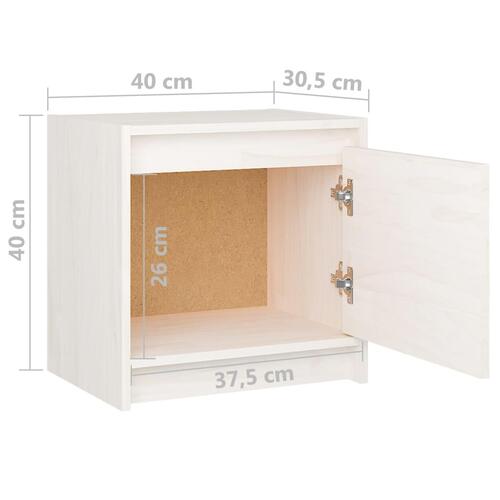Sengeskabe 2 stk. 40x30,5x40 cm massivt fyrretræ hvid