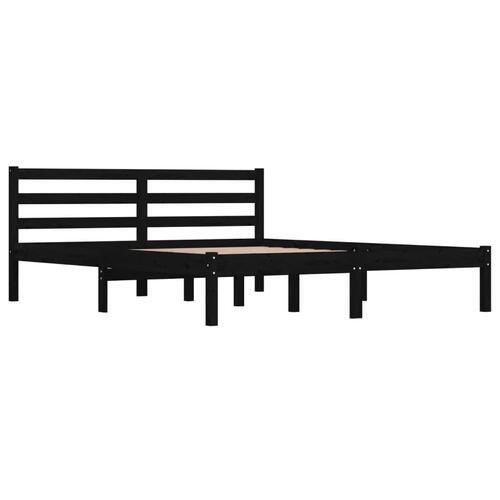 Sengeramme 150x200 cm King Size massivt fyrretræ sort