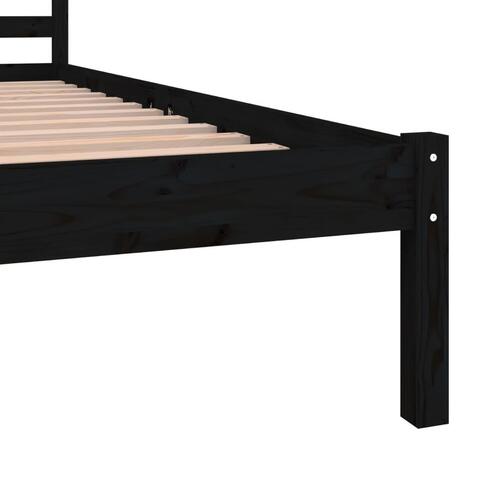 Sengeramme 150x200 cm King Size massivt fyrretræ sort