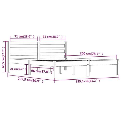 Sengeramme 150x200 cm King Size massivt fyrretræ sort