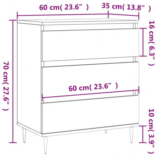 Skænk 60x35x70 cm konstrueret træ betongrå