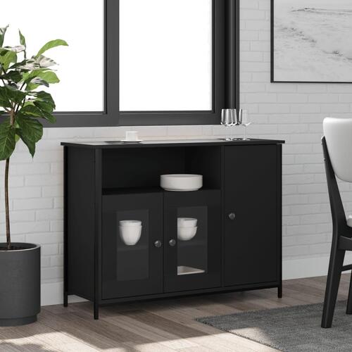 Skænk 100x35x75 cm konstrueret træ sort