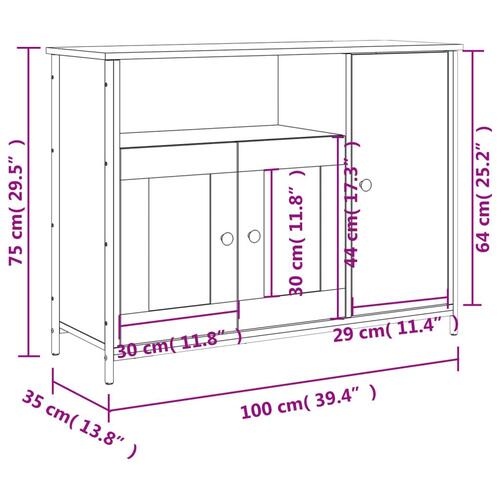 Skænk 100x35x75 cm konstrueret træ sort