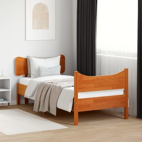 Sengeramme uden madras 90x200 cm massivt fyrretræ gyldenbrun