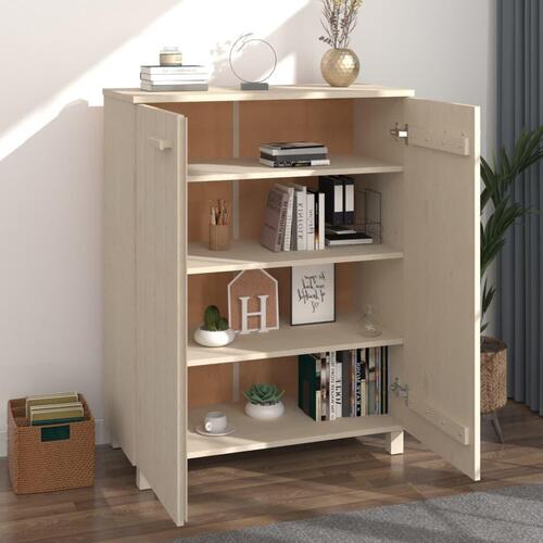 Skoskab HAMAR 85x40x108 cm massivt fyrretræ honningbrun