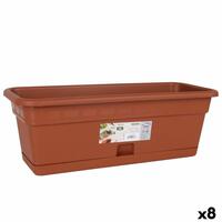 Planter med fad Dem Squares Rektangulær Brun 50 x 20 cm (8 enheder)