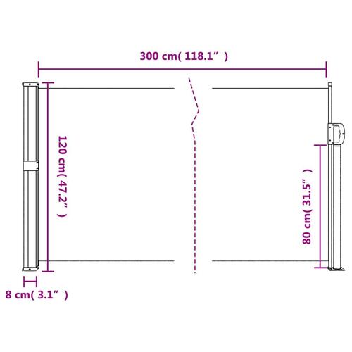 Sidemarkise 120x300 cm sammenrullelig sort