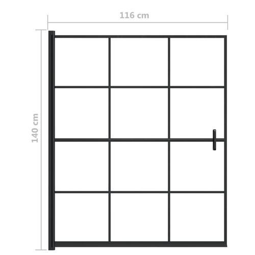 Bruseafskærmning 116x140 cm sikkerhedsglas sort