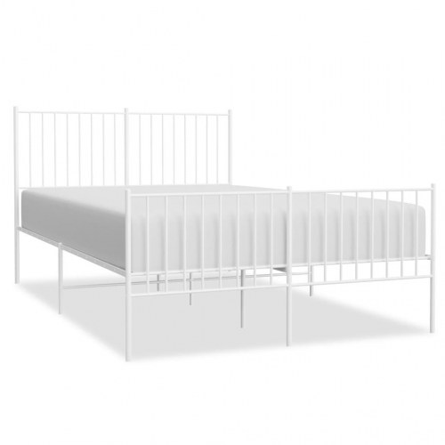 Sengeramme med sengegavl og fodgærde 135×190 cm - metal, hvid
