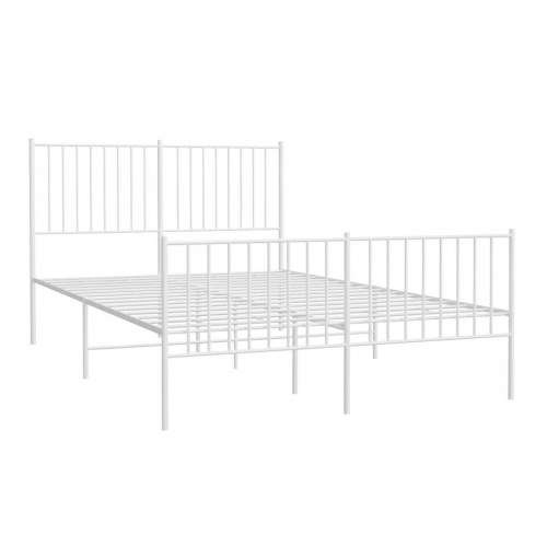 Sengeramme med sengegavl og fodgærde 135×190 cm - metal, hvid