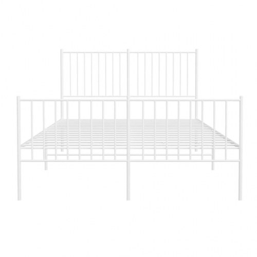 Sengeramme med sengegavl og fodgærde 135×190 cm - metal, hvid