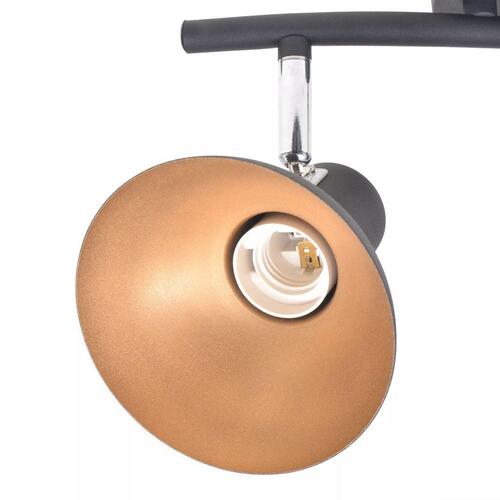 Loftslampe til 2 pærer E27 sort og guldfarvet