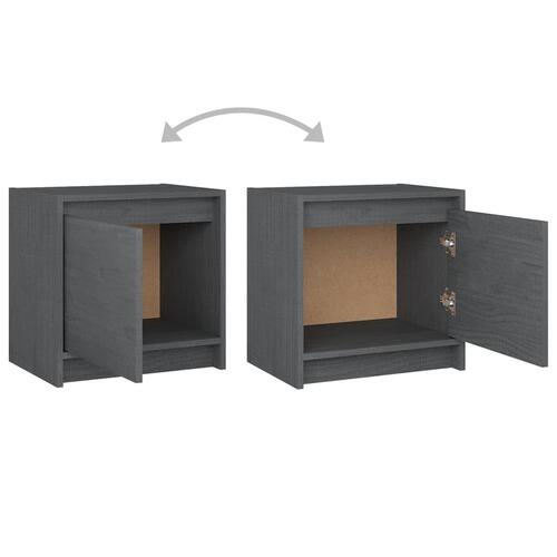 Sengeskabe 2 stk. 40x30,5x40 cm massivt fyrretræ grå