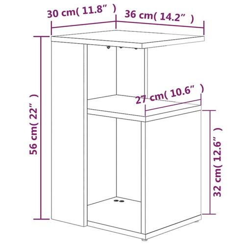 Sidebord 36x30x56 cm konstrueret træ røget egetræsfarve