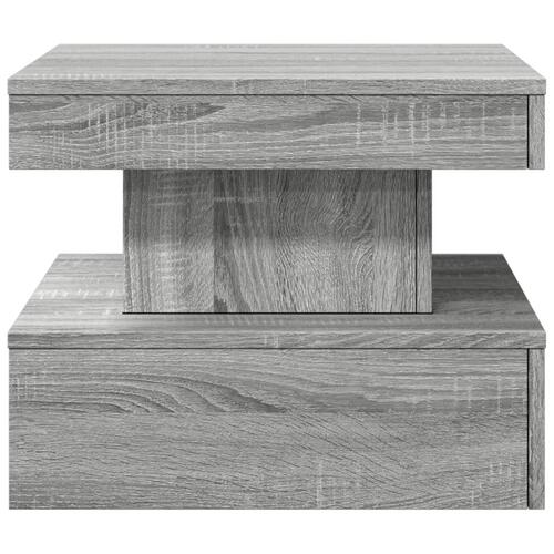 Sofabord med LED-lys 50x50x40 cm grå sonoma-eg