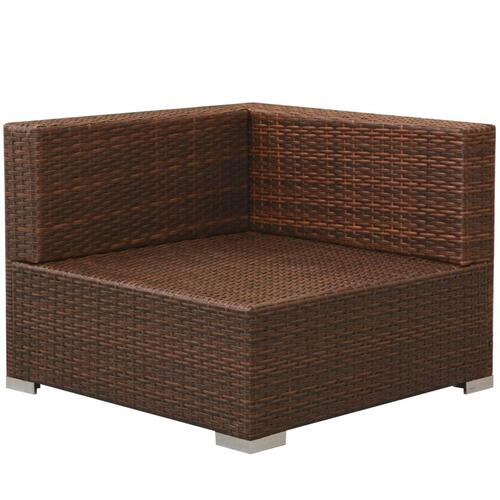 Loungesæt til haven 3 dele med hynder polyrattan brun