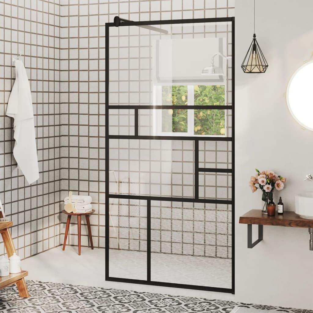 Brusevæg 80x195 cm klart ESG-glas sort