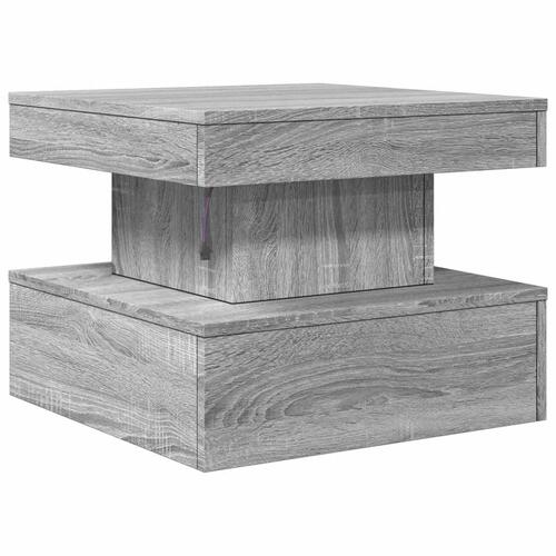Sofabord med LED-lys 50x50x40 cm grå sonoma-eg