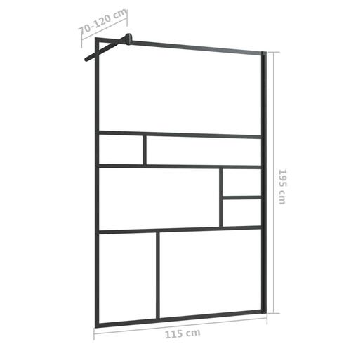 Brusevæg 115x195 cm klart sikkerhedsglas sort