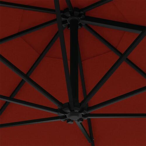 Væghængt parasol m. LED-lys 300 cm terrakotta