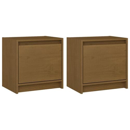 Sengeskabe 2 stk. 40x30,5x40 cm massivt fyrretræ honningbrun