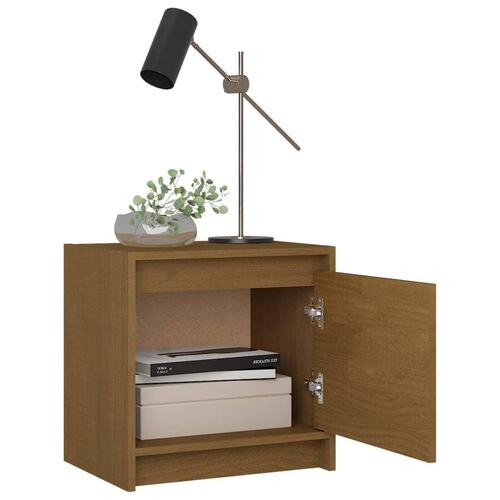 Sengeskabe 2 stk. 40x30,5x40 cm massivt fyrretræ honningbrun