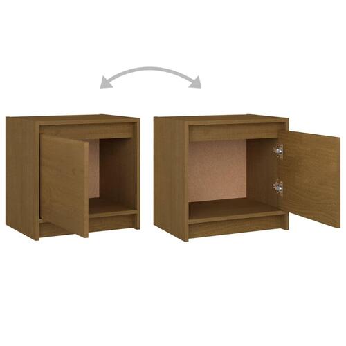 Sengeskabe 2 stk. 40x30,5x40 cm massivt fyrretræ honningbrun
