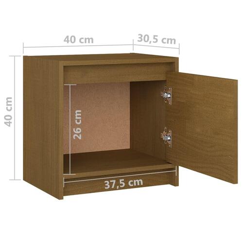 Sengeskabe 2 stk. 40x30,5x40 cm massivt fyrretræ honningbrun