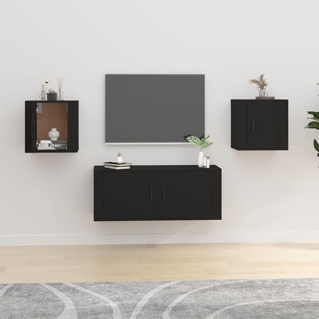 Væghængte tv-skabe 2 stk. 40x34,5x40 cm sort