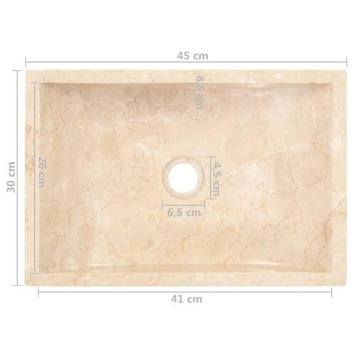 Håndvask 45x30x12 cm marmor cremefarvet højglans